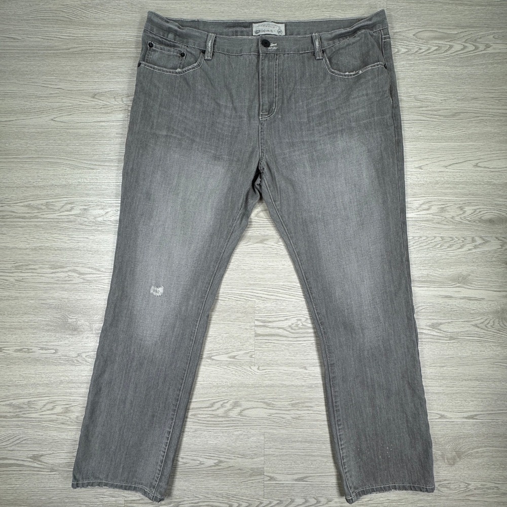Ecko Unltd Mens Jeans Slim Straight‎ Gray 42x32 Distressed Denim Casual